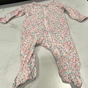 Carter's Sleeper Footed Outfit Baby Girls 6M Multi Floral Long Sleeve Full Zip